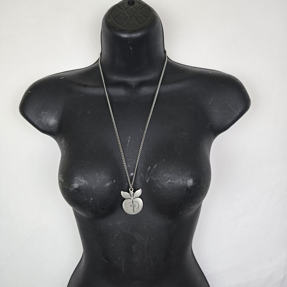 Vintage R. Tennesmed Sweden Pewter Love Man Woman Apple Pendant Necklace